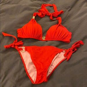Bright red bikini